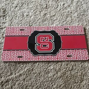 NC State License Plate Cover Greek Key Design